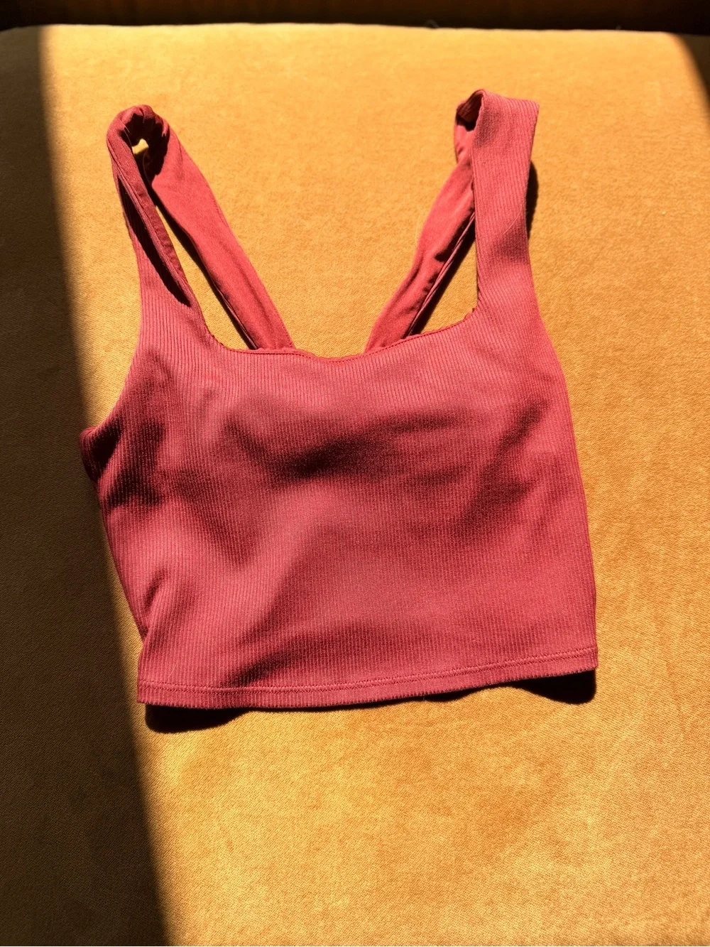 ALO Yoga Marsala Terracotta Ribbed Waverly Cropped Tank Bra Top - Size XS